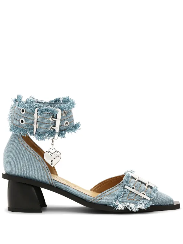 Ganni 50mm Denim Feminine Pumps in Blue