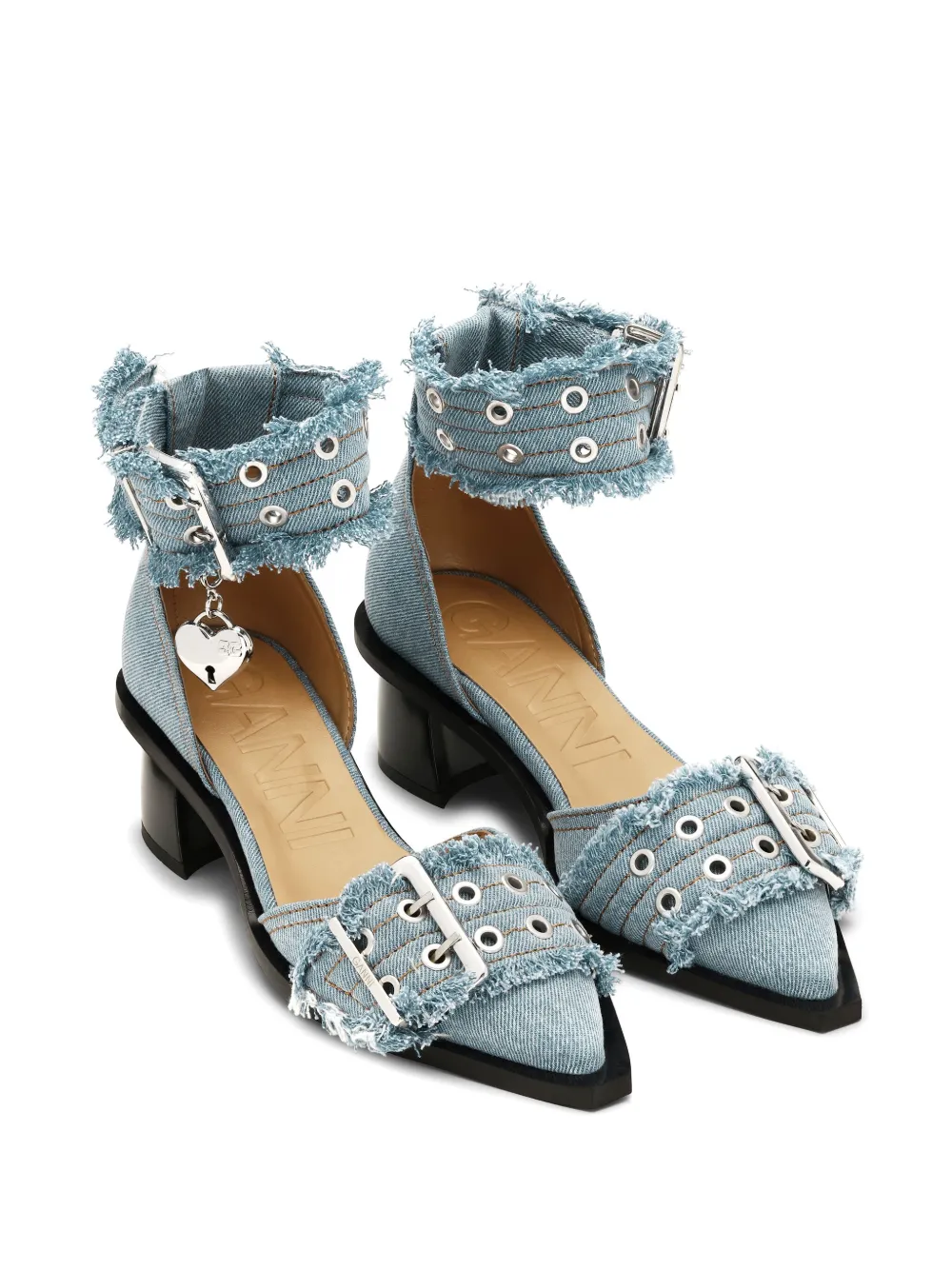 GANNI 50 mm Denim Feminine pumps Blauw