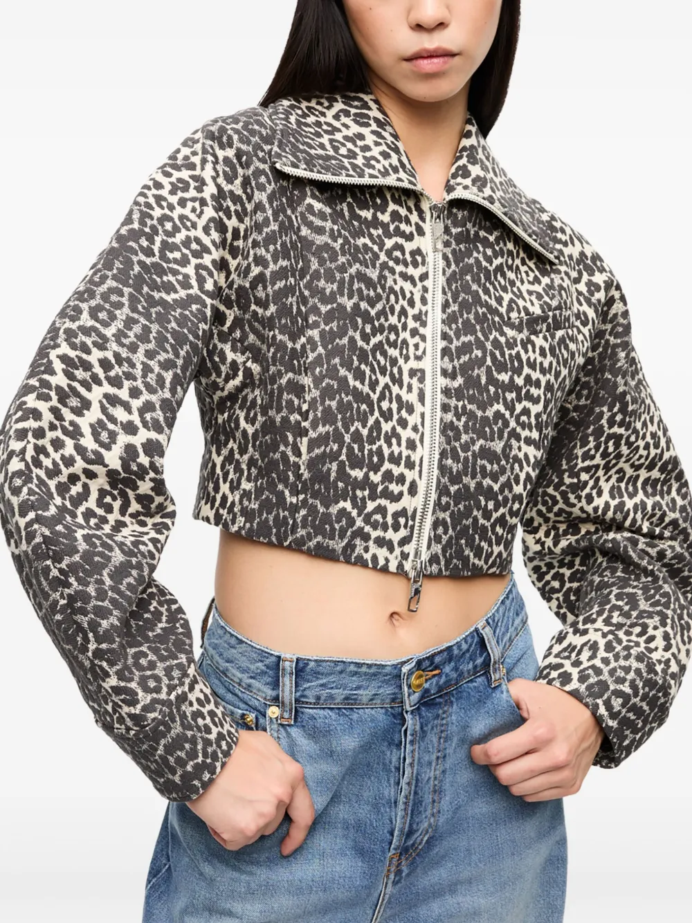 GANNI Shirtjack met luipaardprint Wit