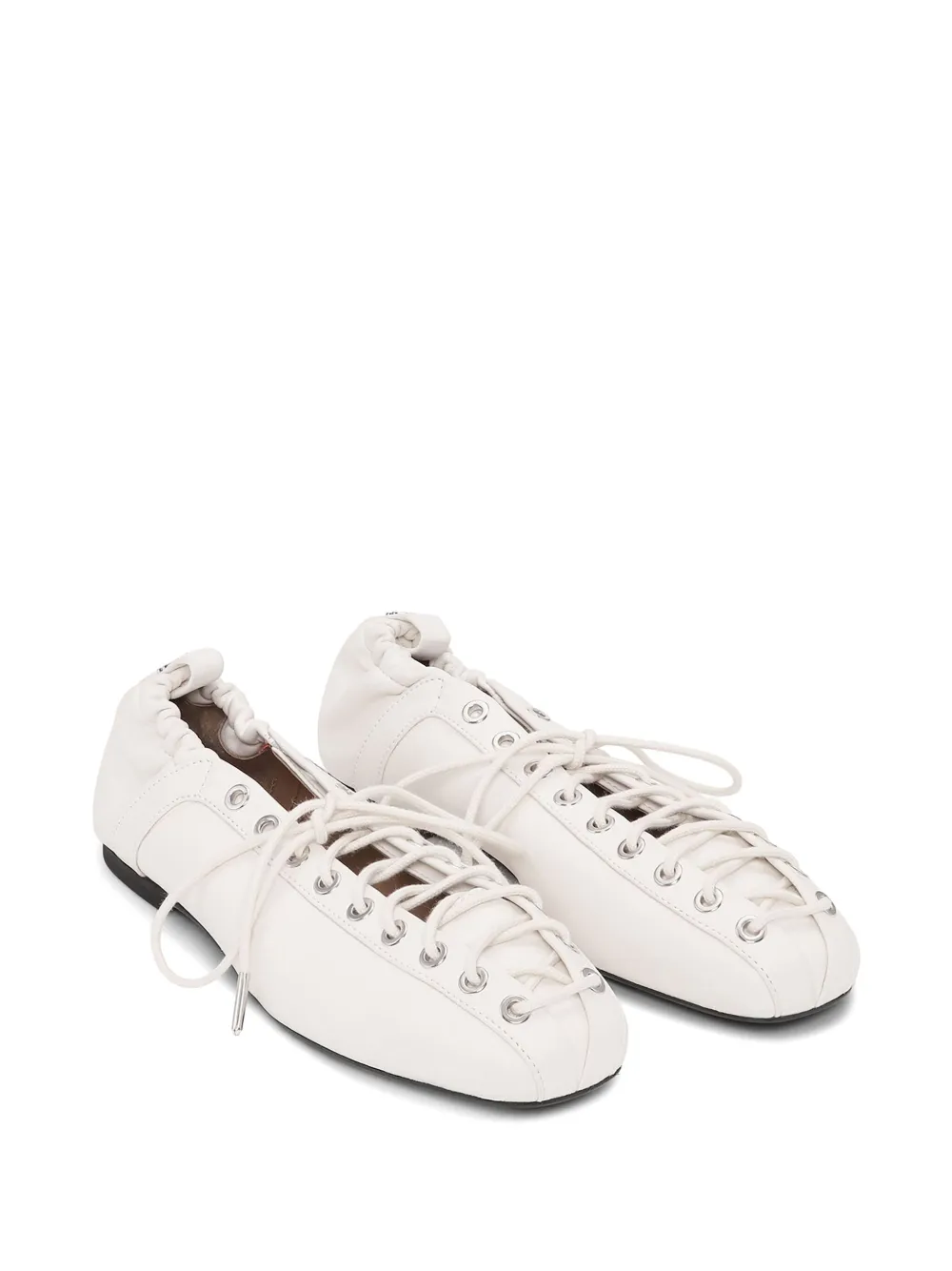 GANNI Leren ballerina's met veters - Wit