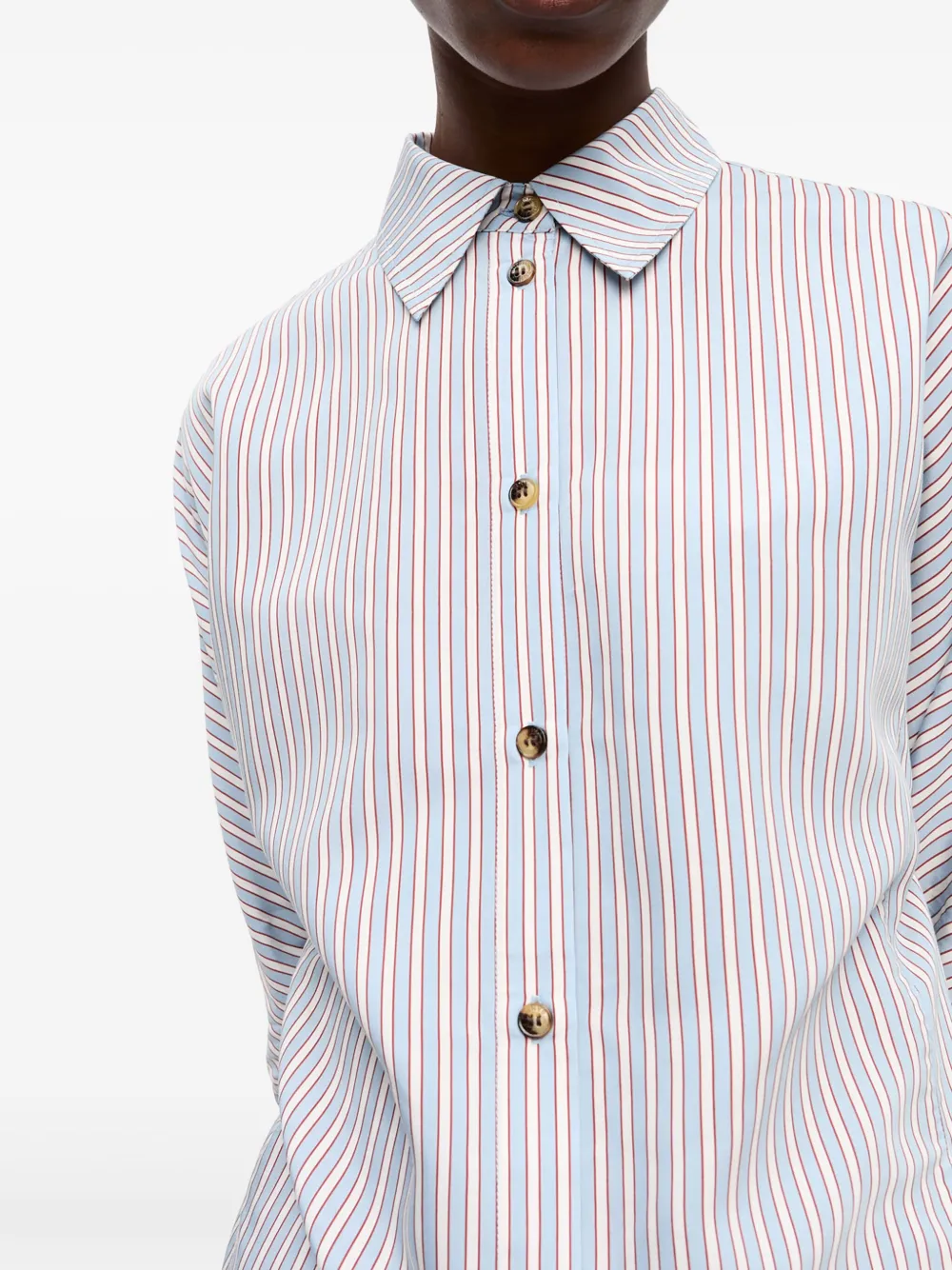GANNI Gestreept blouse Wit