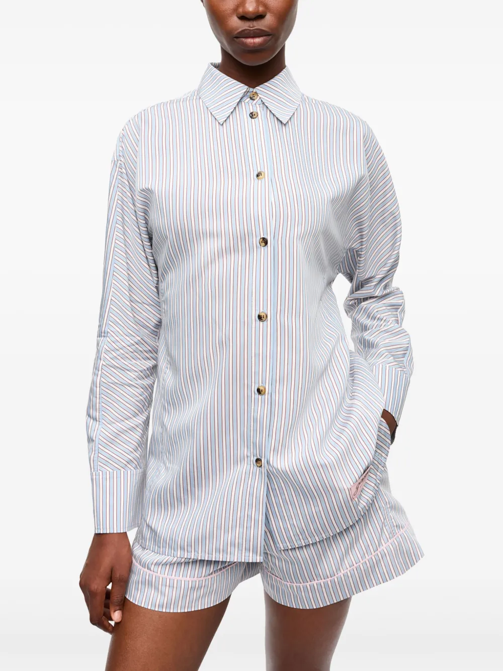 GANNI Gestreept blouse Wit