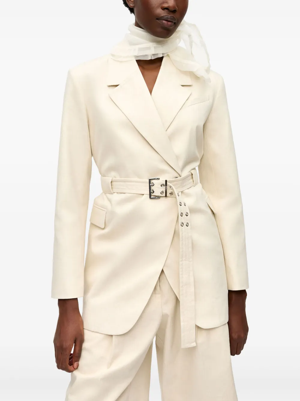 GANNI BELTED MELANGE BLAZER