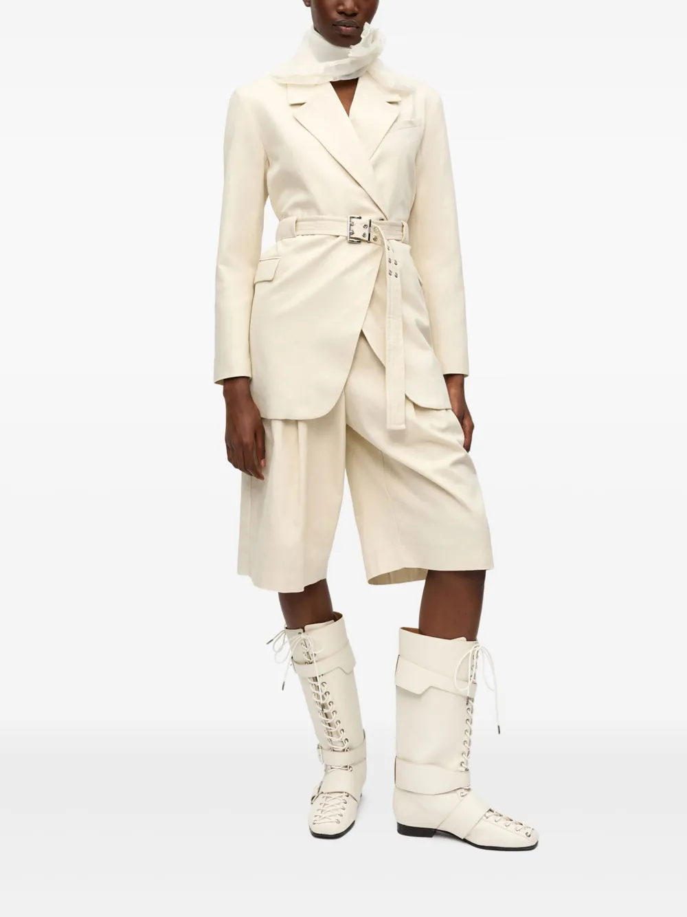 GANNI BELTED MELANGE BLAZER