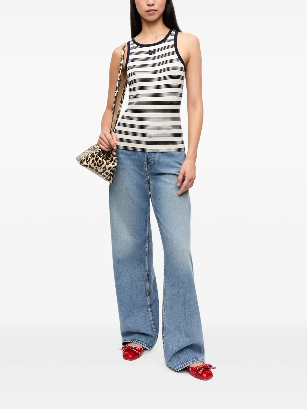 GANNI Gestreepte tanktop Wit