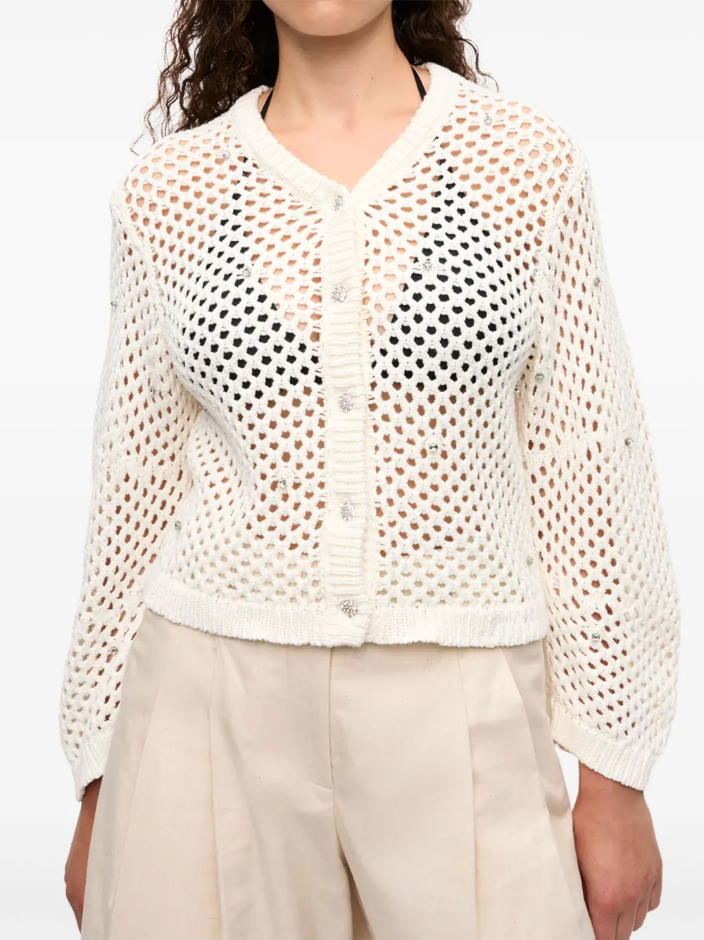 GANNI Opengebreid vest Wit