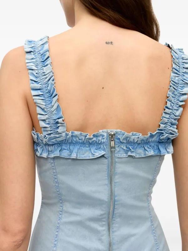 Ganni Ruffle-detail Midi Dress - Blue