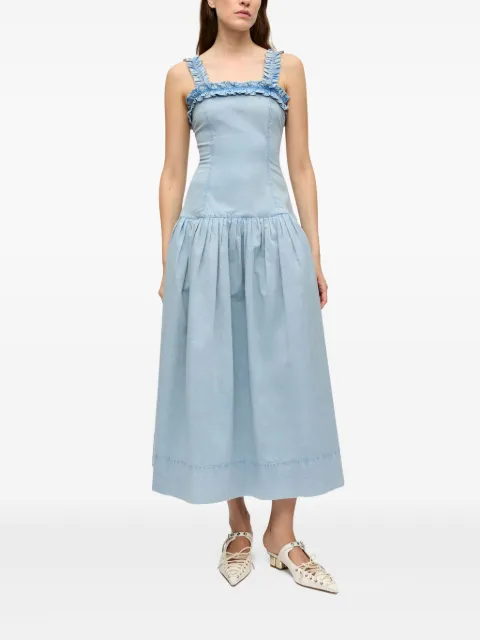 GANNI ruffle-detail midi dress W0639 - 1