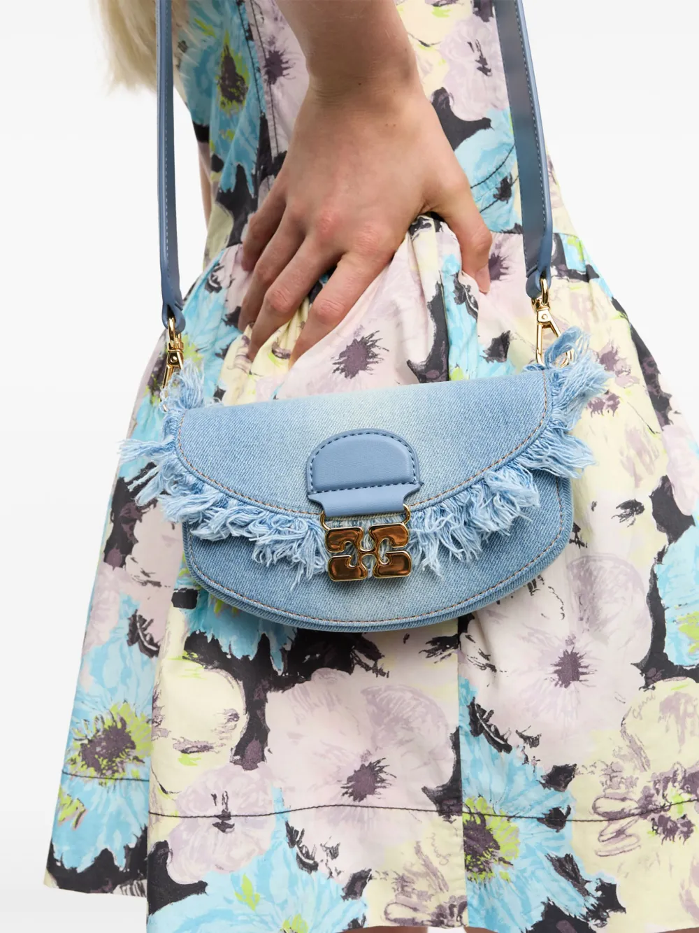 GANNI Denim crossbodytas Blauw