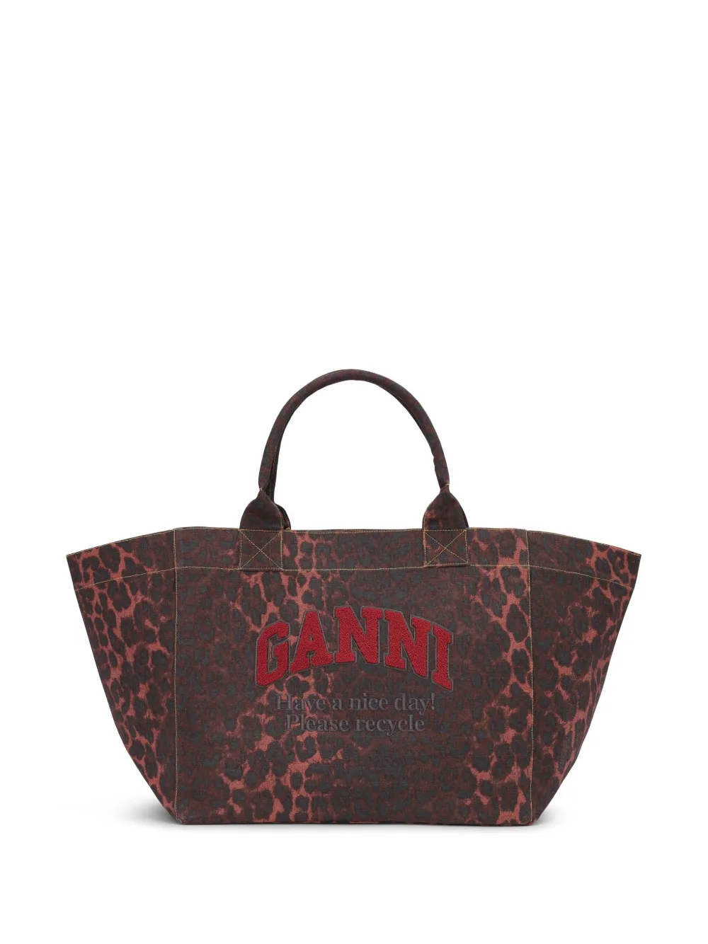 GANNI Shopper met luipaardprint Rood