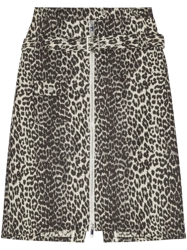 Ganni Leopard-print Skirt in Neutrals