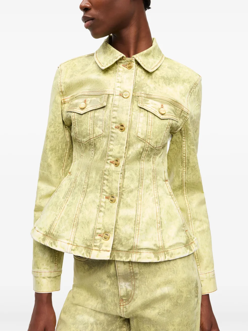 GANNI Denim jack Groen