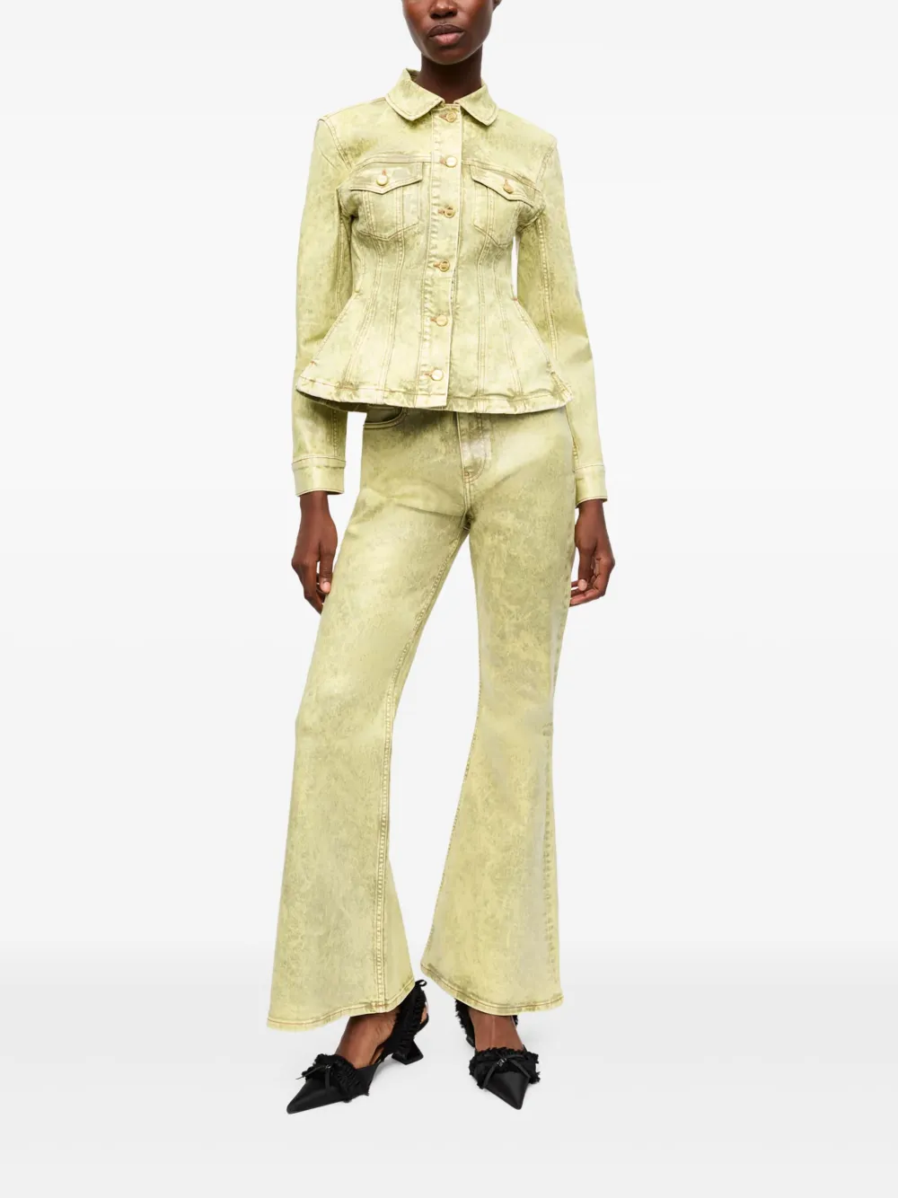 GANNI Denim jack Groen