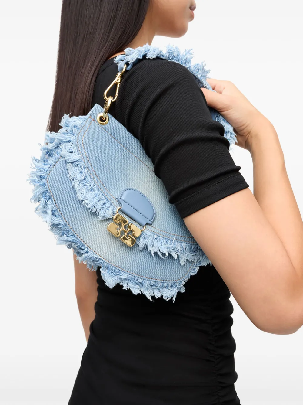 GANNI Denim crossbodytas Blauw