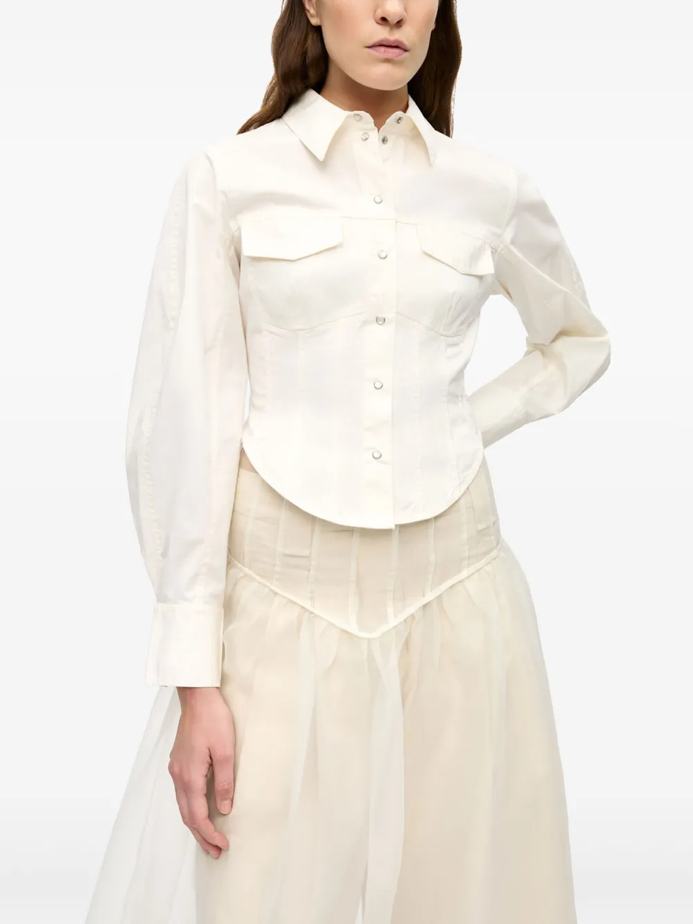 GANNI Blouse met korset-effect Wit