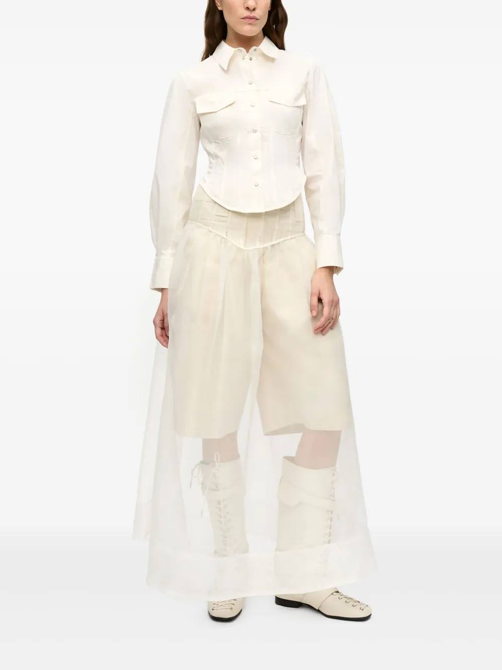 GANNI Blouse met korset-effect - Wit