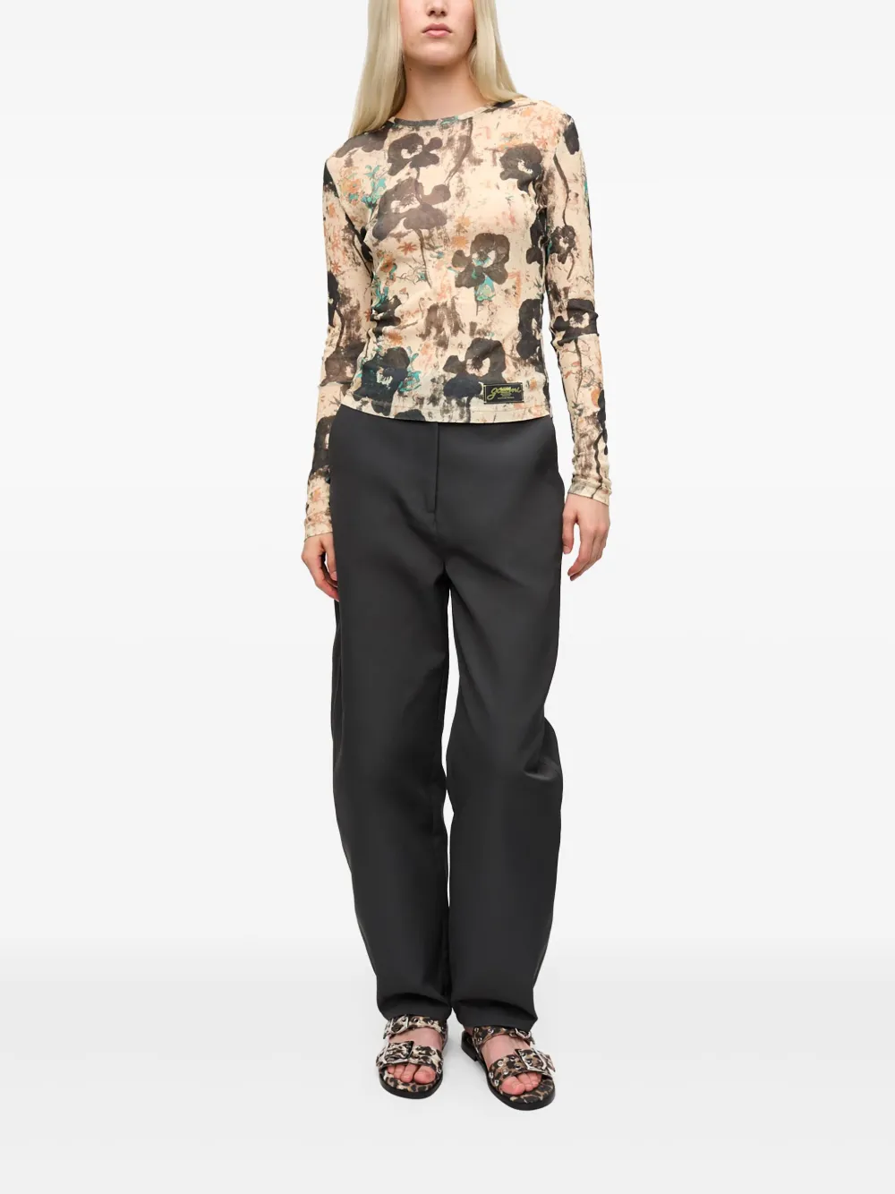 GANNI Top met bloemenprint Beige
