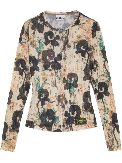 GANNI floral-print top