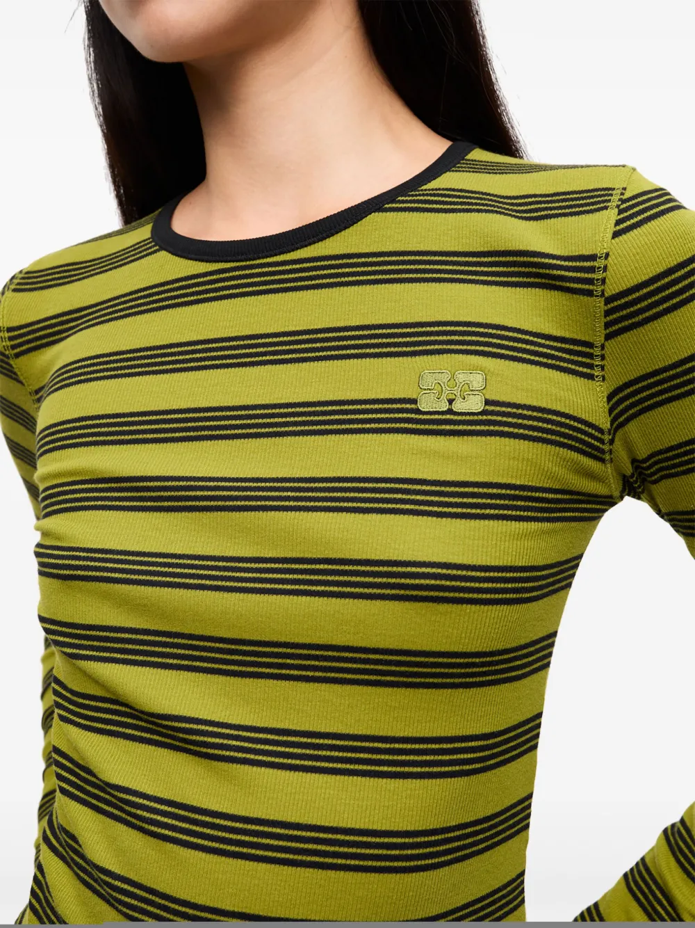 GANNI Gestreept T-shirt Groen