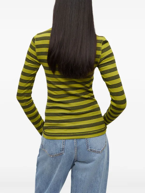 Tシャツ・カットソー Ganni SS25 SHIRT STRIPED (W03126933 326) GANNI Striped T-shirt | Green | FARFETCH