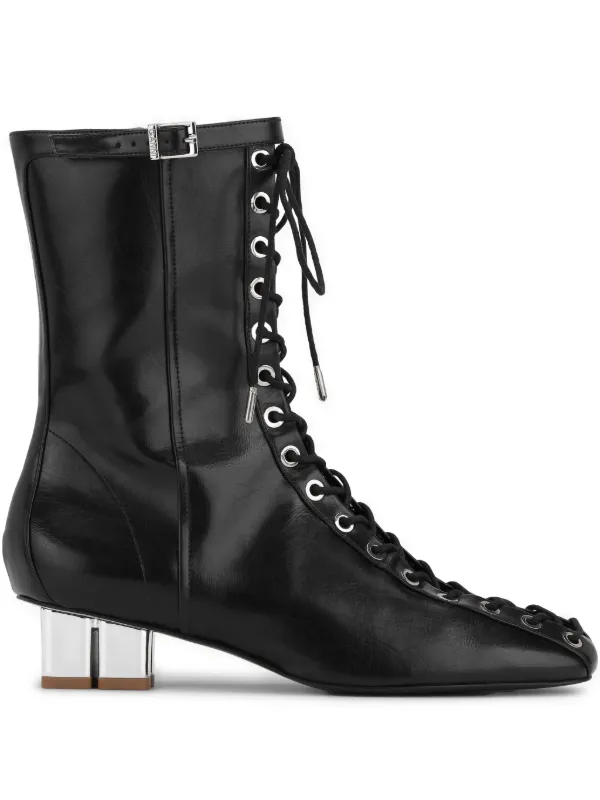 GANNI Leather Boots | Black | FARFETCH CA