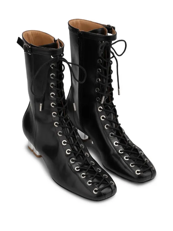 GANNI Leather Boots | Black | FARFETCH CA