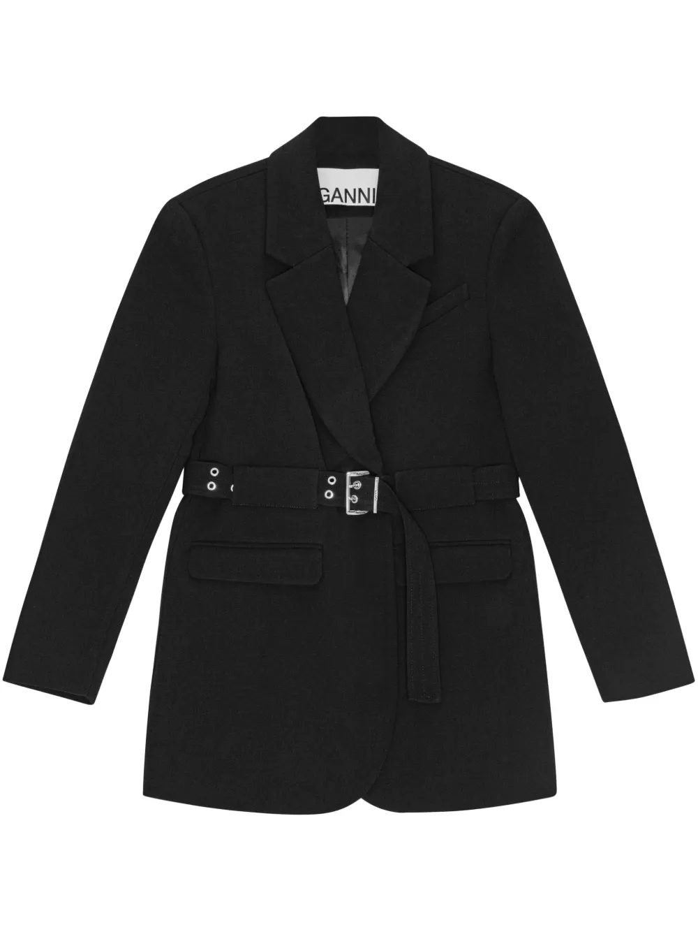 GANNI Blazer met ceintuur Zwart