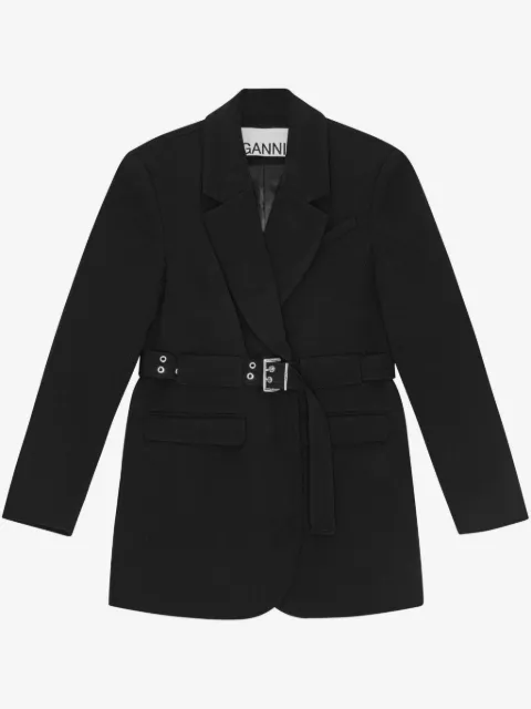 GANNI black bonded crepe blazer