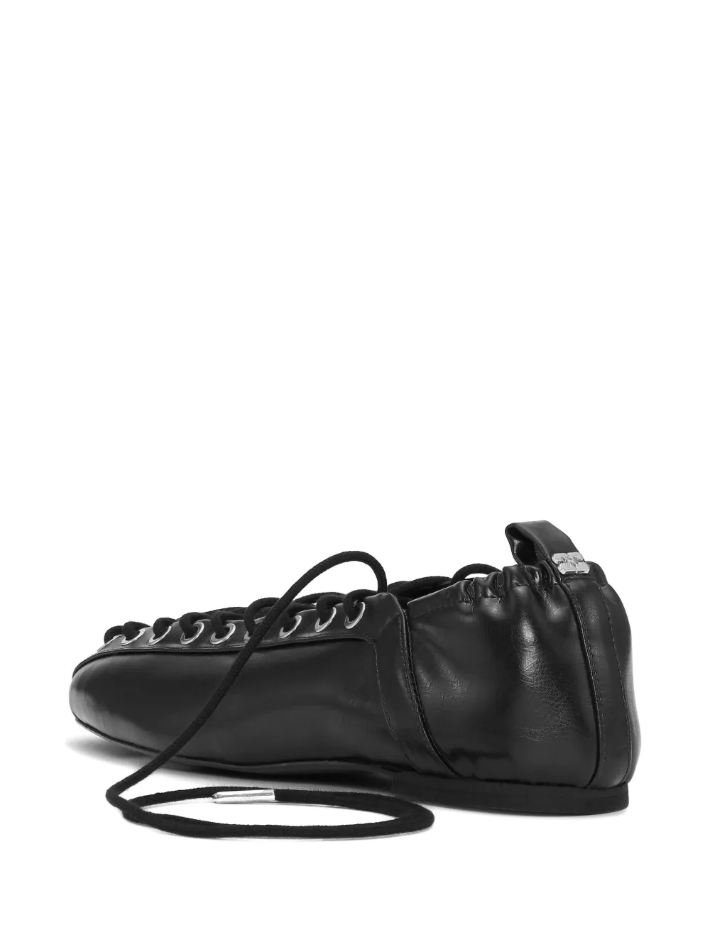 GANNI lace-up ballet flats Black