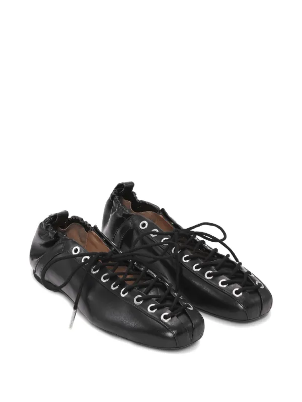 GANNI レースアップ フラットシューズ | ブラック | FARFETCH JP