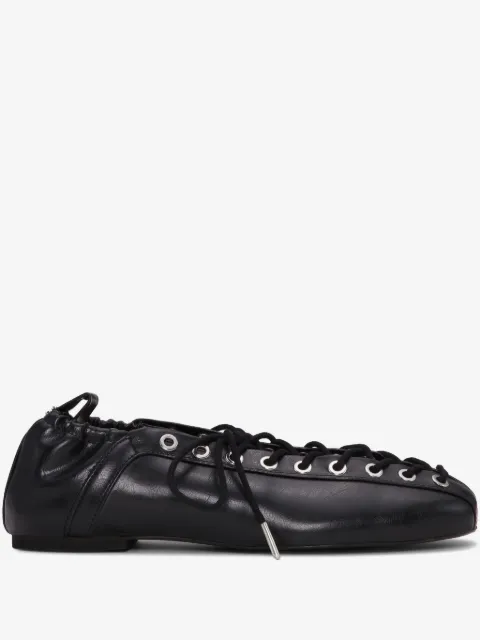 GANNI lace-up ballerinas in black Oleatex