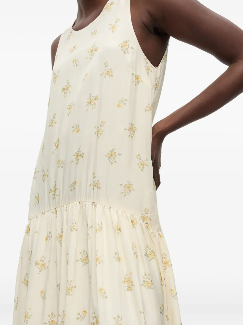 GANNI Jurk met bloemenprint Beige