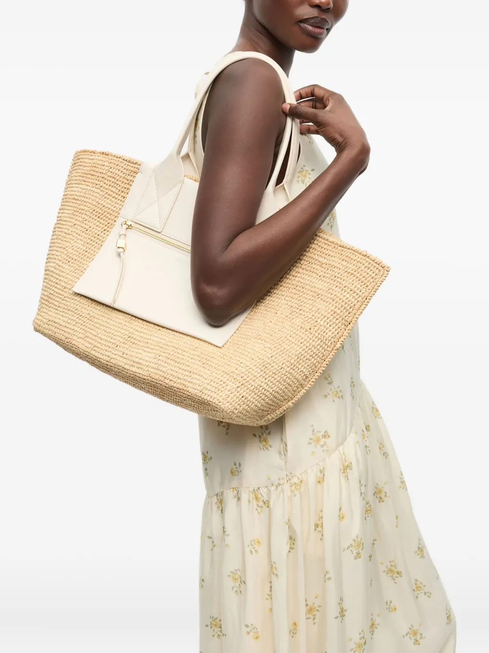 GANNI Raffia shopper Beige