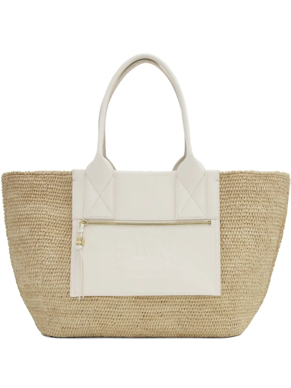 GANNI Raffia shopper Beige