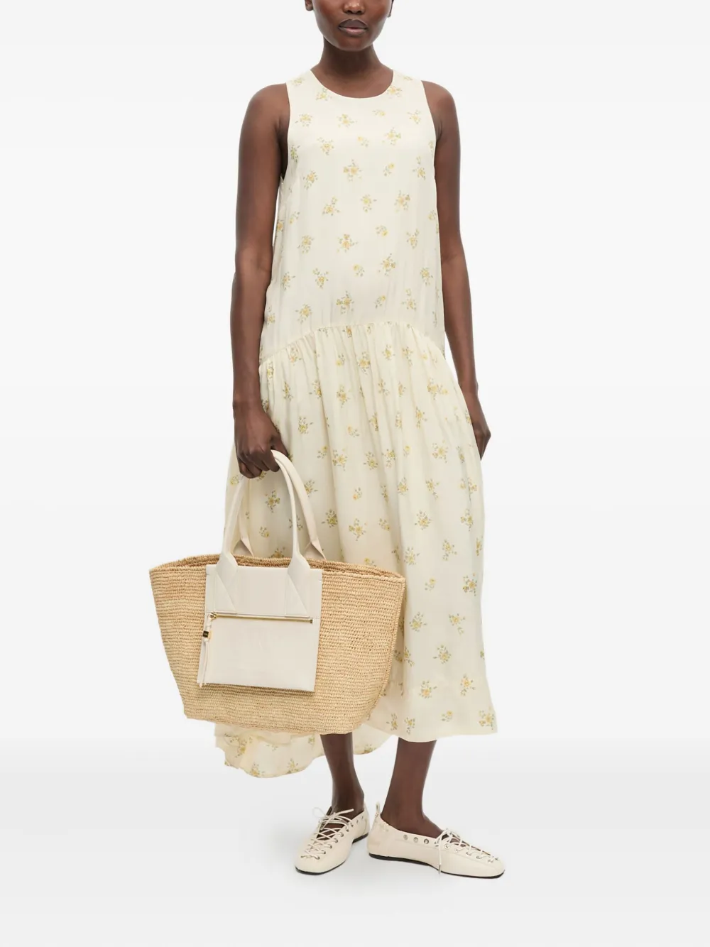 GANNI Raffia shopper Beige