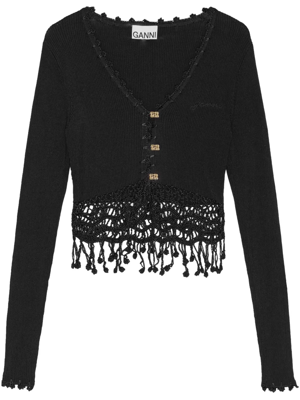 GANNI Vest met macramé-detail Zwart