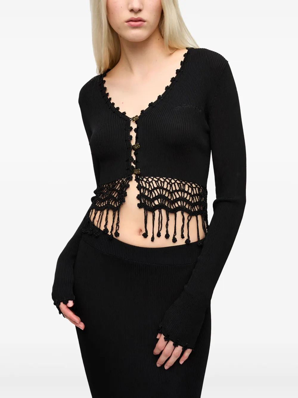 GANNI Vest met macramé-detail Zwart