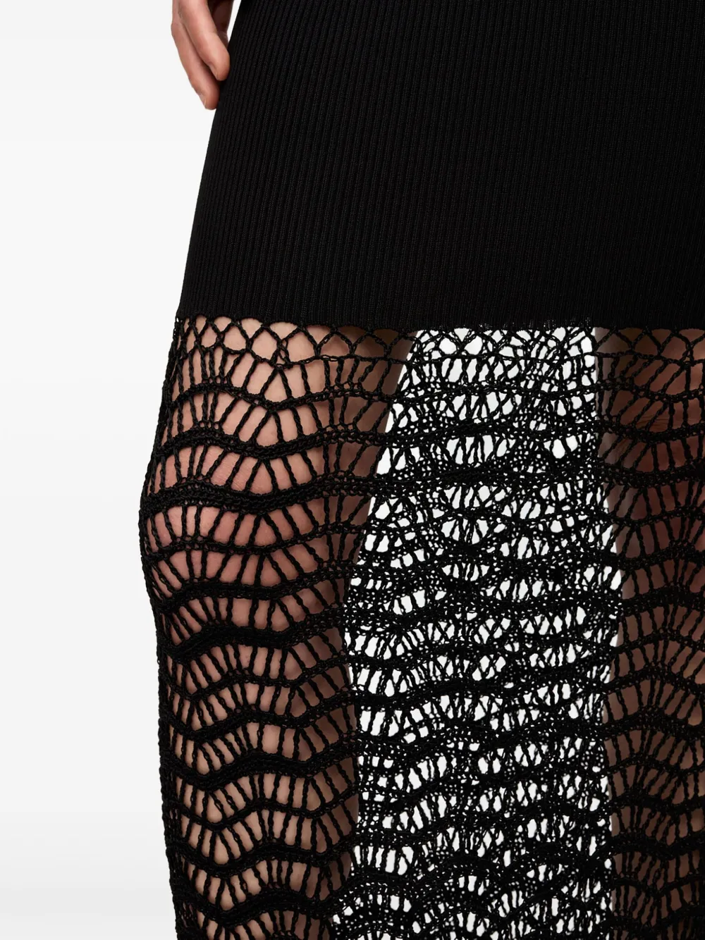 GANNI Maxi-rok met macramé detail Zwart