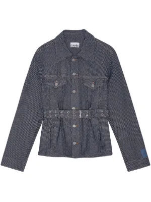 VIP【関税送料無料】希少 GANNI BLACK COTTON DENIM JACKET Washed Black/Black Black Washed Denim Jacket | GANNI US