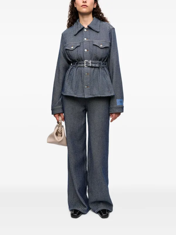 GANNI Belted Denim Jacket | Blue | FARFETCH