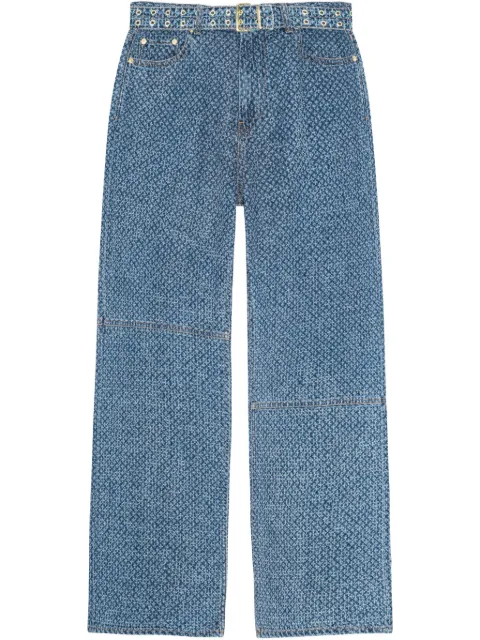 GANNI belted wide-leg jeans