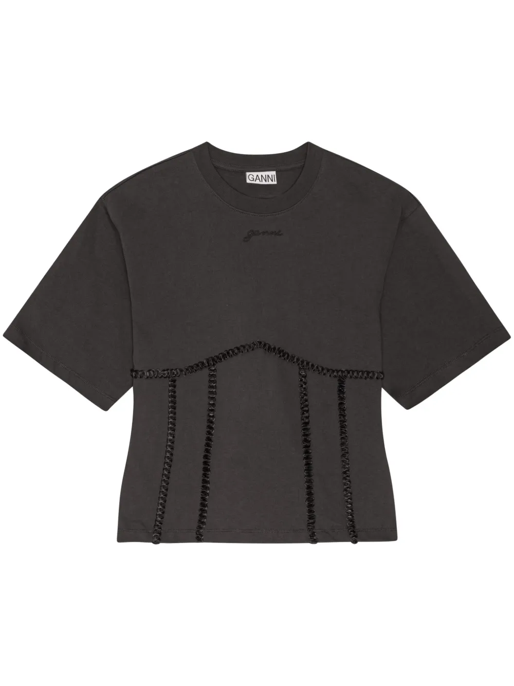 GANNI アップリケディテール Tシャツ - ブラック GANNI アップリケディテール Tシャツ - ブラック