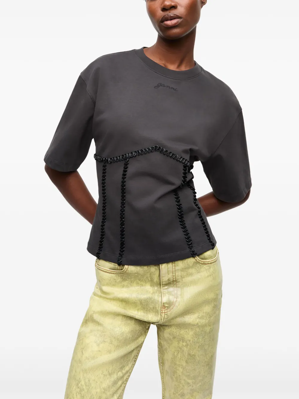 GANNI appliqué-detail T-shirt