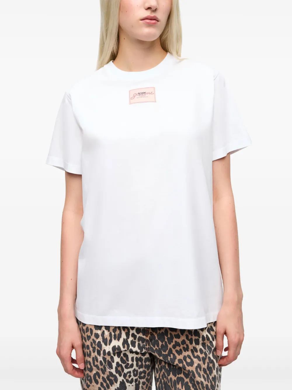 GANNI T-shirt met grafische print Wit