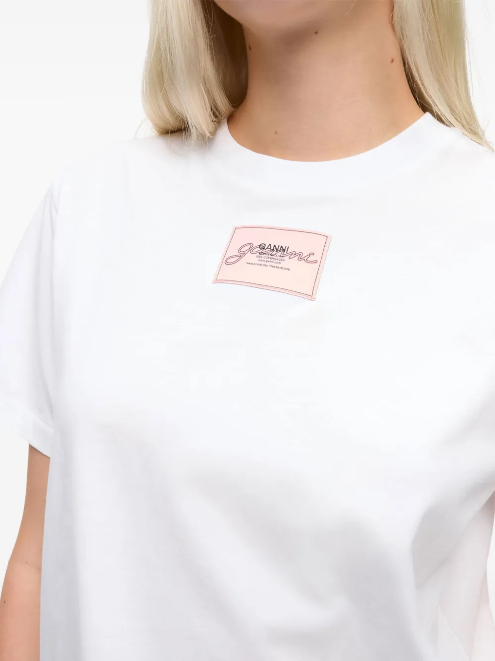 GANNI T-shirt met grafische print Wit