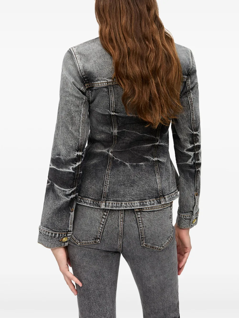 Shop Ganni Whiskering-effect Denim Jacket In Schwarz