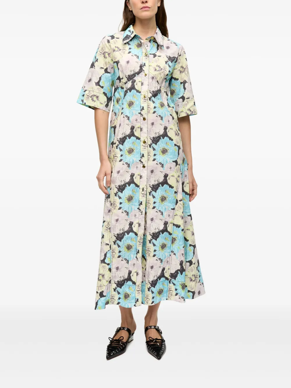 GANNI Maxi-jurk met print - Blauw