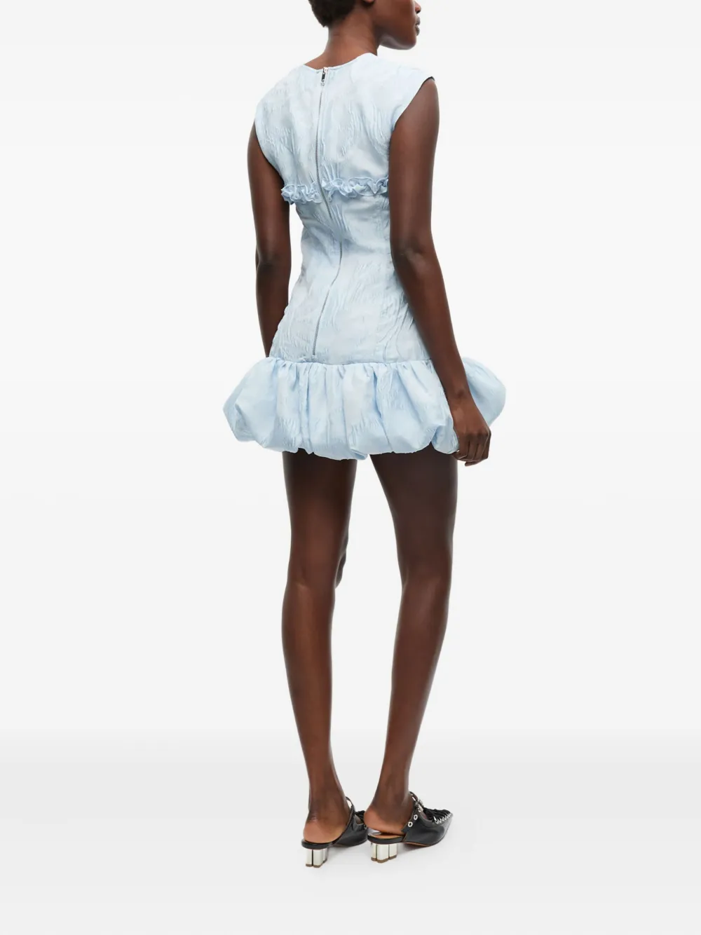 GANNI Cloqué korset mini-jurk Blauw
