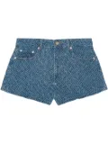 GANNI logo patch shorts - Blue