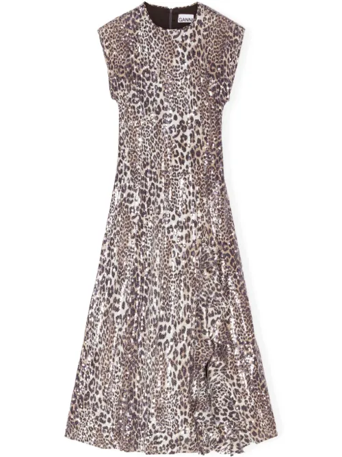 Robe à imprimé léopard - GANNI - Modalova